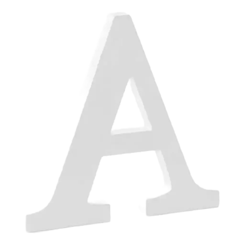 Letter A in White Wood