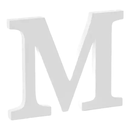 Letter M in White Wood
