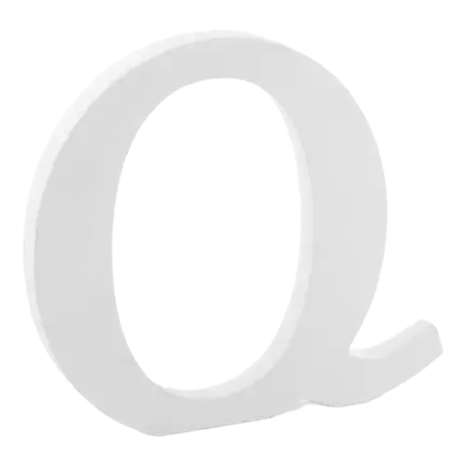 Letter Q in White Wood