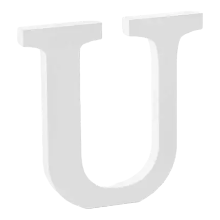 Witte houten letter U