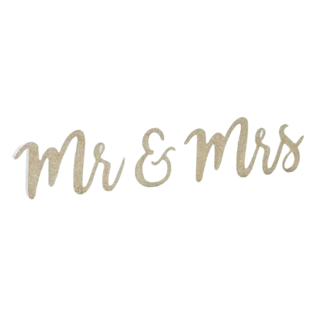 Mr & Mrs" letters Briljant Goud