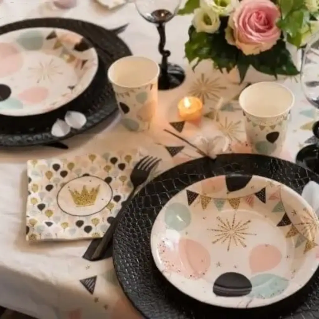 Papieren bord "Feest" ø22.5cm - Set van 10