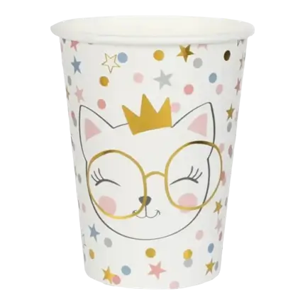Witte papieren beker Kitty Party - Set van 10