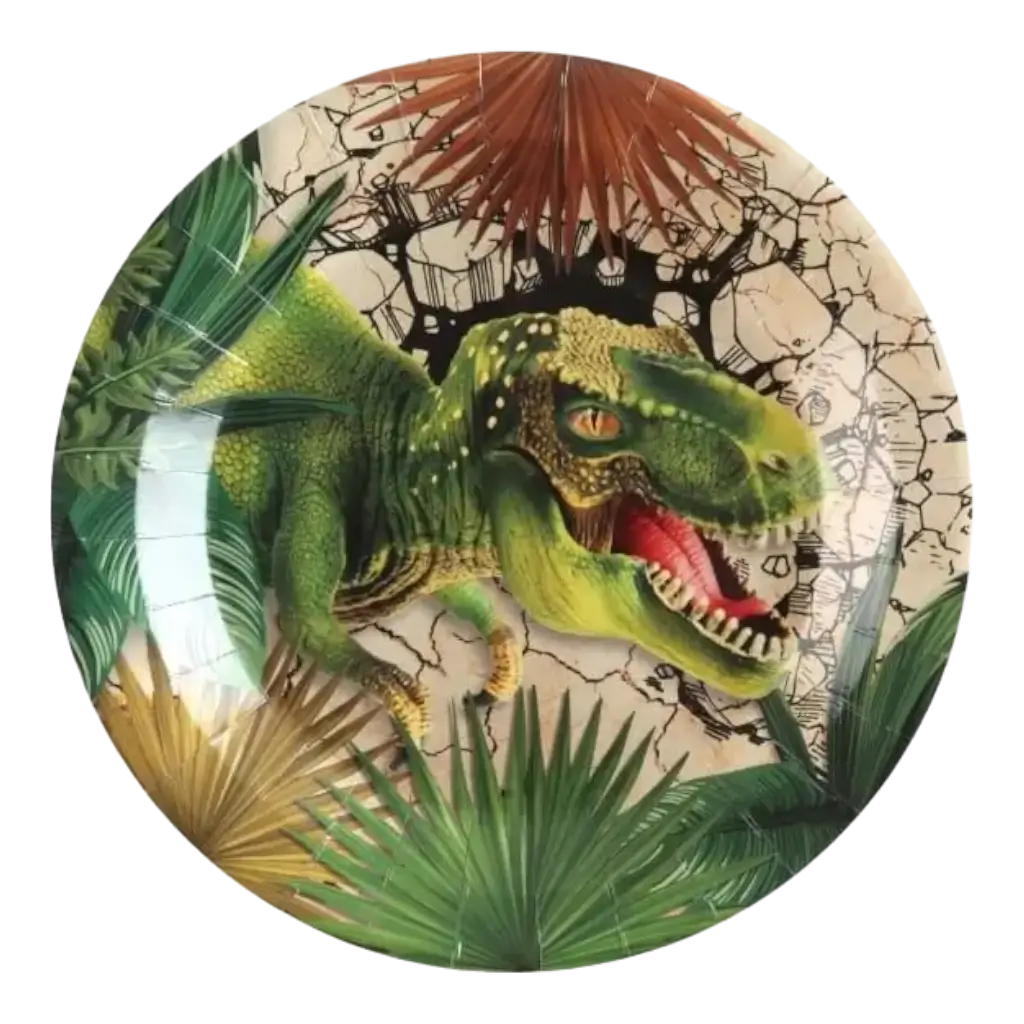 Papieren borden T-Rex - ø23cm - Set van 10