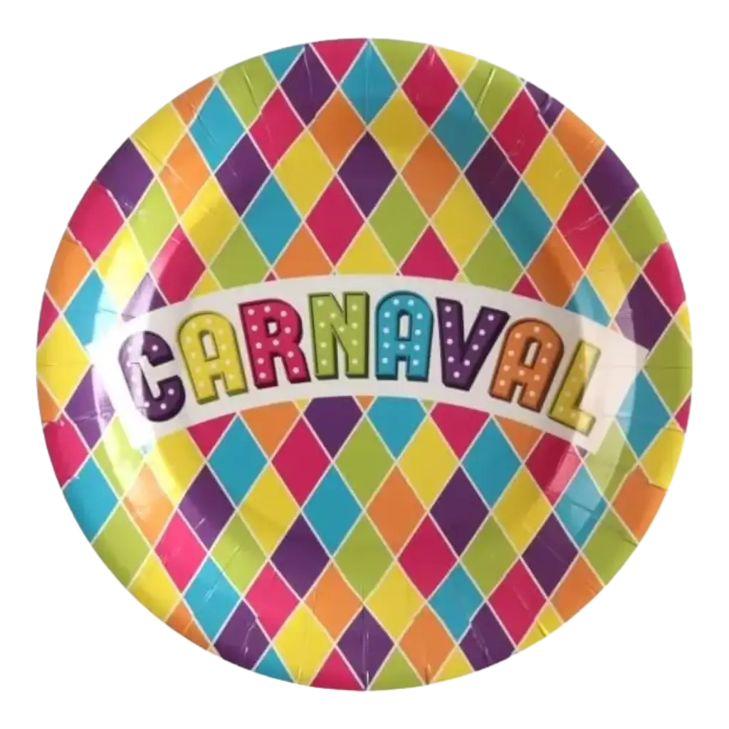 Papieren bord "Carnaval" ø23cm - Set van 10