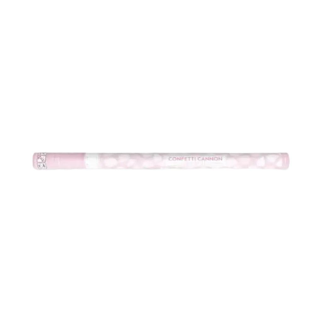 Confetti pistool 80cm roze bloemblaadjes wit