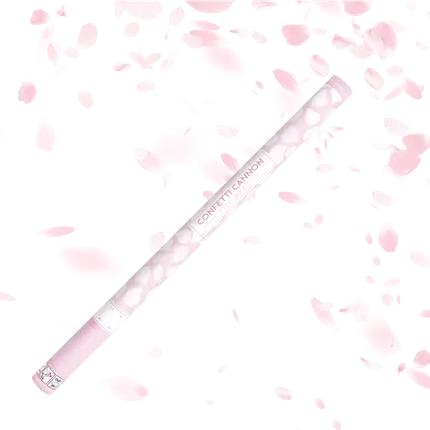 Confetti pistool 80cm roze bloemblaadjes wit