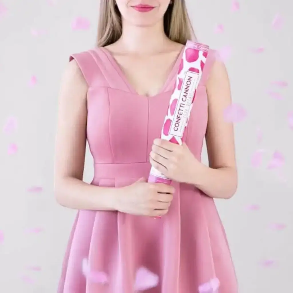 40cm confetti kanon roze bloemblaadjes