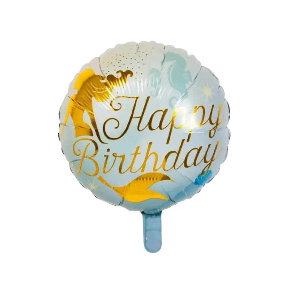 Zeemeermin Gelukkige Verjaardag Ballon Blauw en Goud