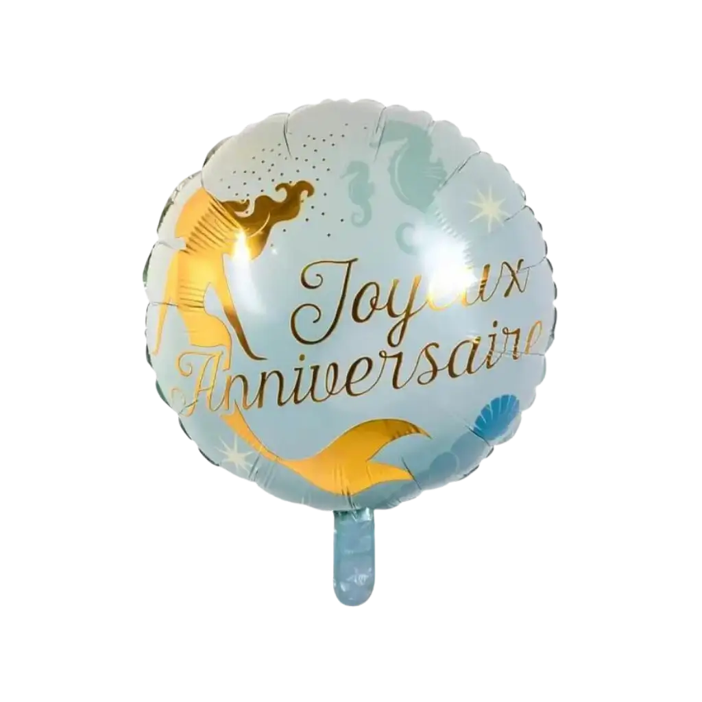 Gelukkige verjaardag zeemeermin ballon blauw