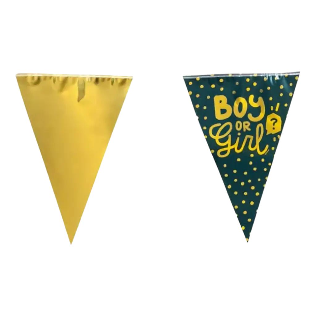 Boy or Girl" zwarte en gouden wimpelslinger