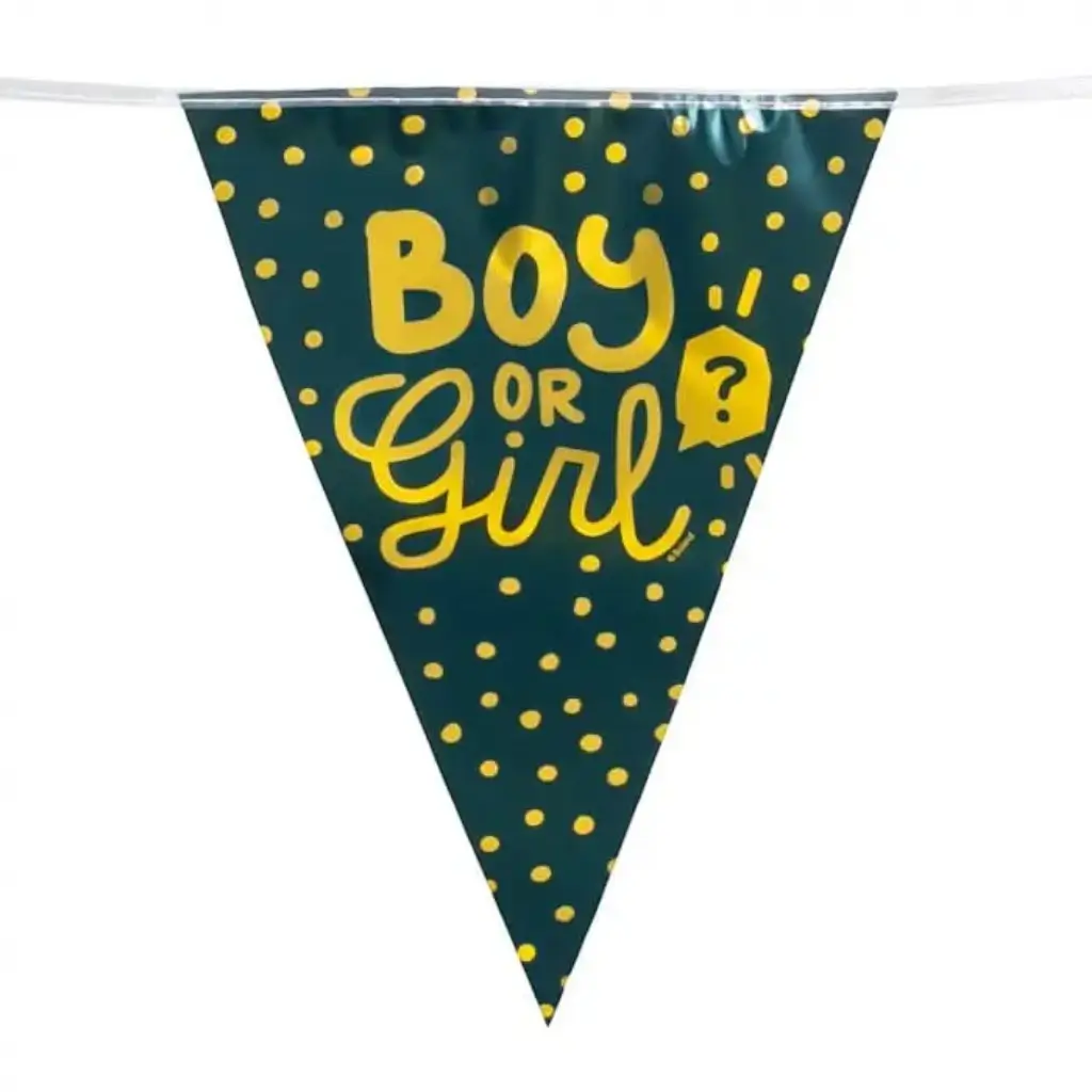 Boy or Girl" zwarte en gouden wimpelslinger