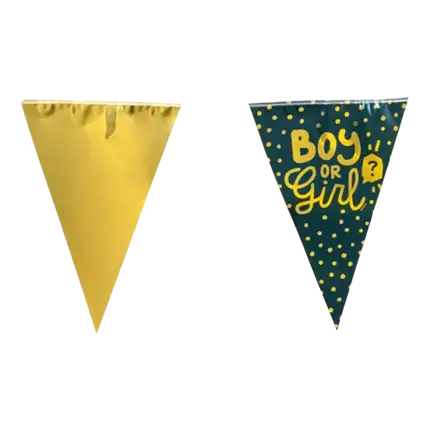 Boy or Girl zwarte en gouden wimpelslinger