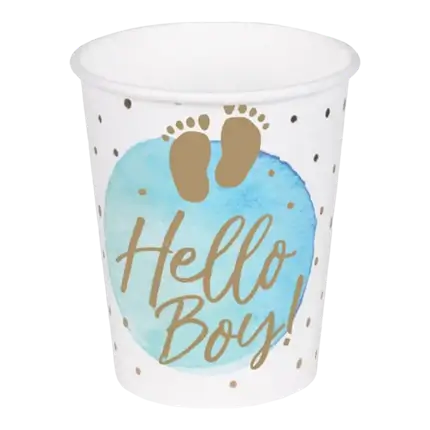 Papieren beker Hello Boy blauw (set van 10)