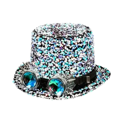 Retro hoed zilver met bril