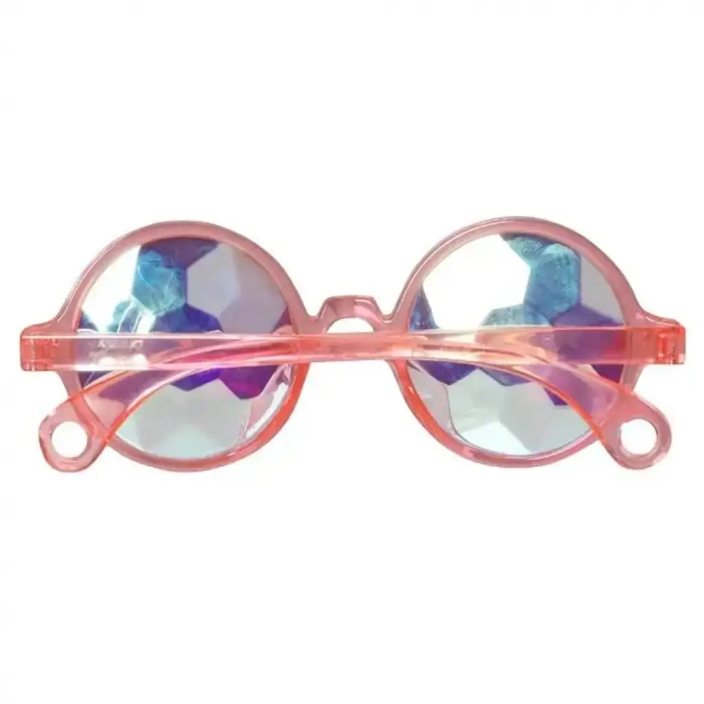 Ronde roze bril met holografische glazen