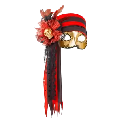 Goud, rood en zwart Venetiaans Piratenmasker