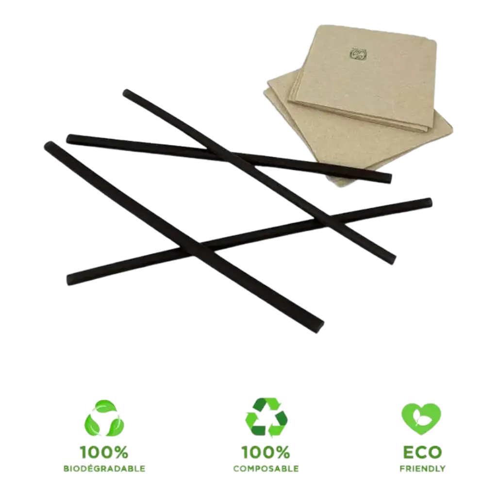 Zwart rijstrietje 21,5cm ø 6mm (Set van 100 rietjes)