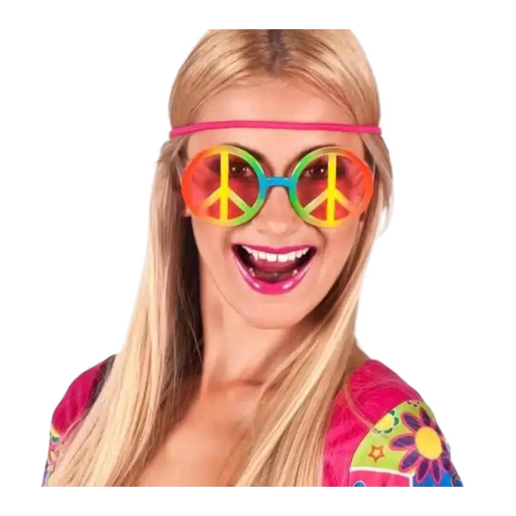 Hippie driekleurige bril met roze glazen