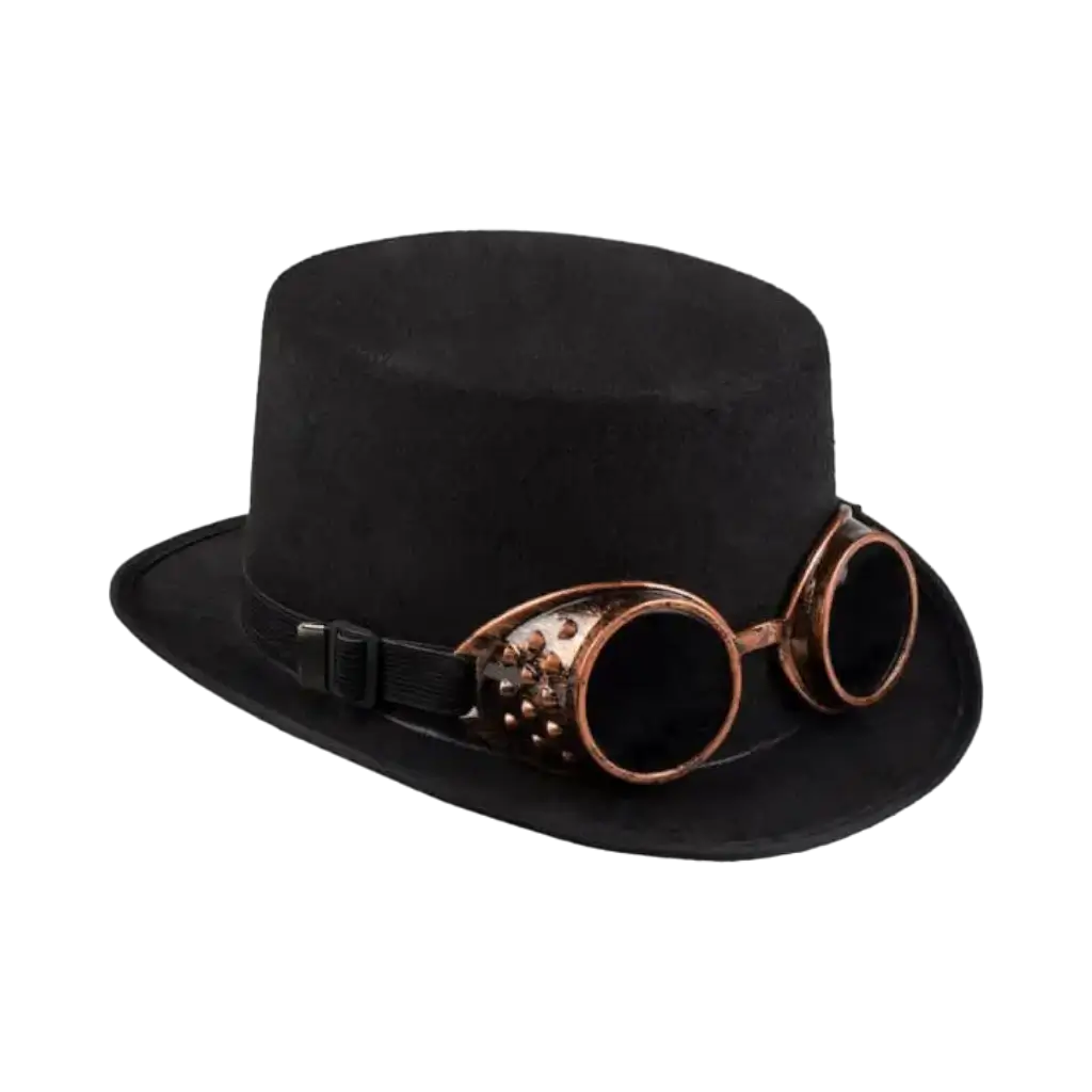 Zwarte hoge hoed met retro bril