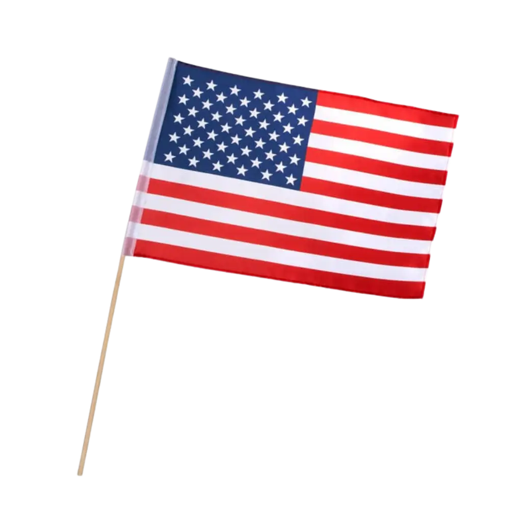 Amerikaanse vlag met staf (30x45cm)
