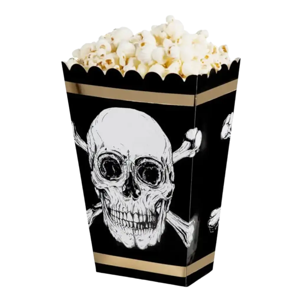 Schedel en gekruiste popcornpot (set van 4)
