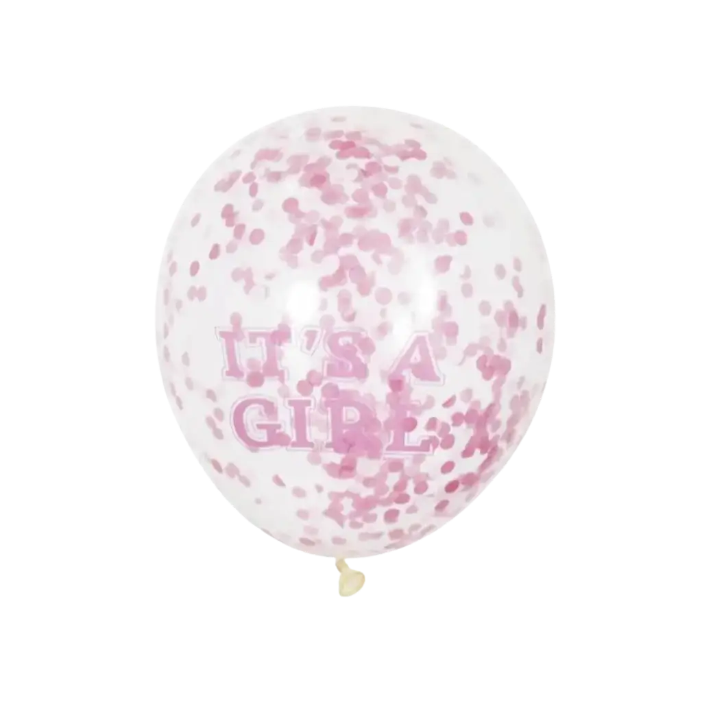 Transparante ballon met roze confetti x6 - Its a Girl - 30cm