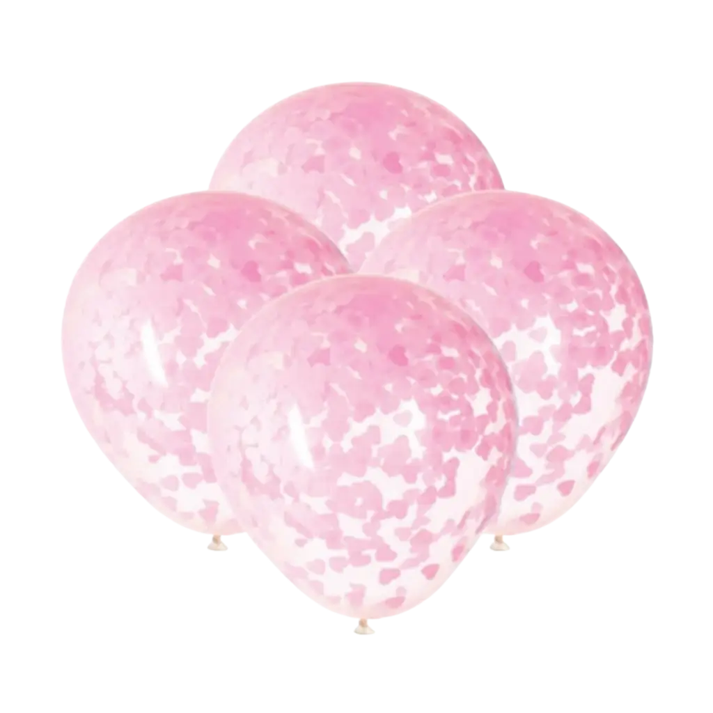 Ballonnen 40cm met roze hart confetti - Set van 5