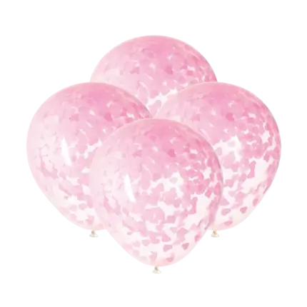 Ballonnen 40cm met roze hart confetti - Set van 5