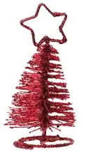 Dennenboom Glitter Bladwijzer Rood Metaal - 3.8 x 10.5 cm