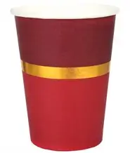 Kerstmis chique papieren beker - Rood/Goud - Set van 10
