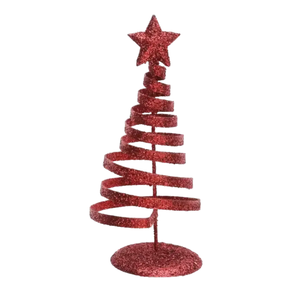 Rode spiraalvormige dennenboom in metaal - Tafelversiering - 6,5 x 14 cm