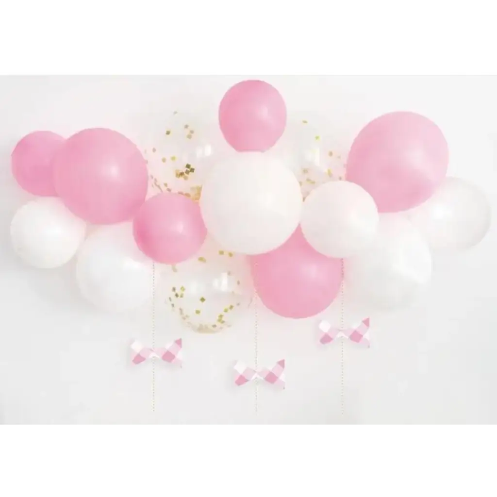 Ballonnenpakket voor boog - Roze/Wit/Transparant