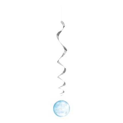 3 Blauwe & Zilveren Hanglampen - Baby Shower Boy