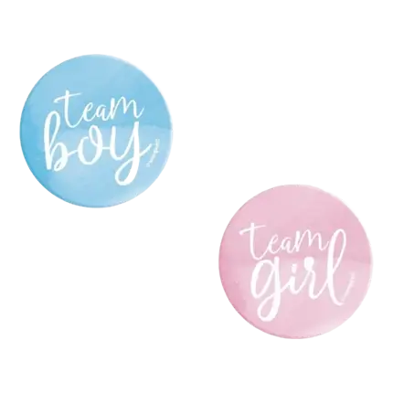 10 Team Girl / Team Boy Badges - Gender Reveal Goodies