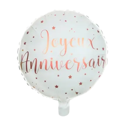 Gelukkige Verjaardag Ballon Wit/Goud Roze ø45cm