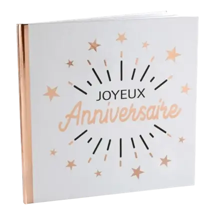 Gelukkige Verjaardag Gastenboek Rose Goud Metallic