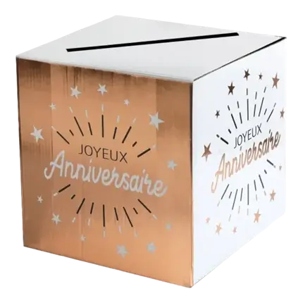 Gelukkige Verjaardag Papieren Urn Roze/Wit