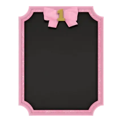 Schoolbord 1e verjaardag met roze omlijning 23x18cm