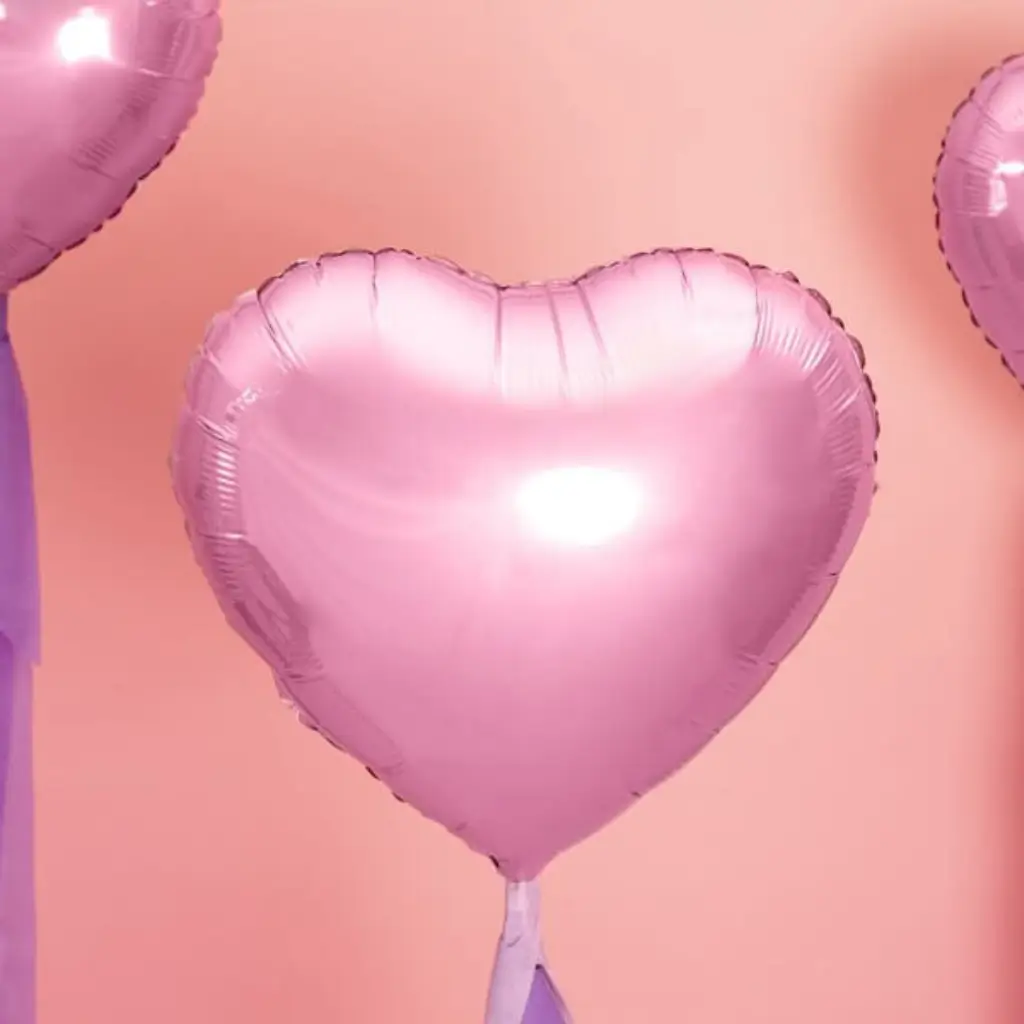 Roze hart aluminium ballon - 45cm