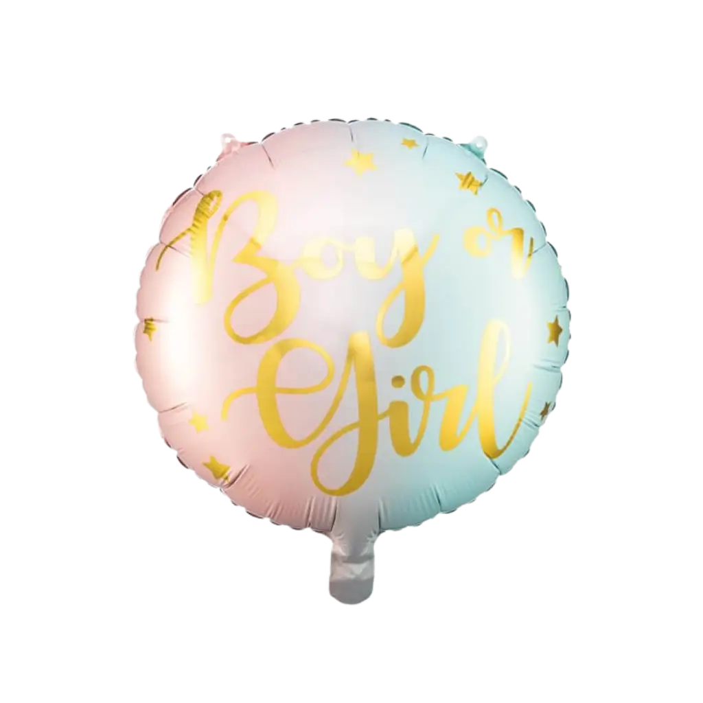 Aluminium ballon roze en blauw Jongen of Meisje ø35cm