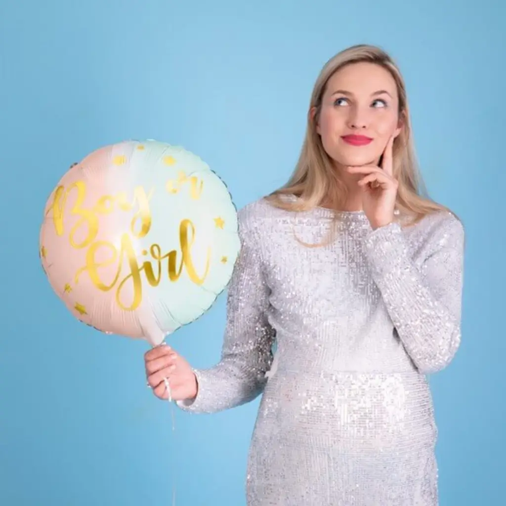 Aluminium ballon roze en blauw Jongen of Meisje ø35cm