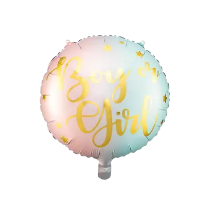 Aluminium ballon roze en blauw Jongen of Meisje ø35cm