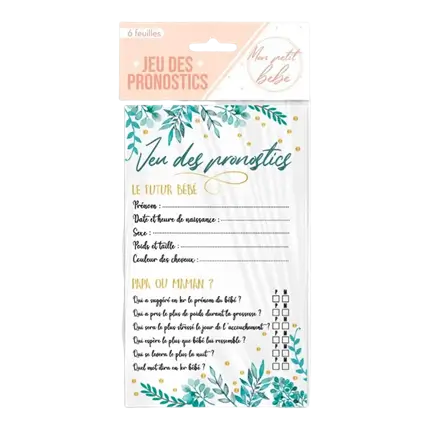 VOORSPELLINGSSPEL - ONTHULLING VAN HET GESLACHT - 6 PAGINA'S