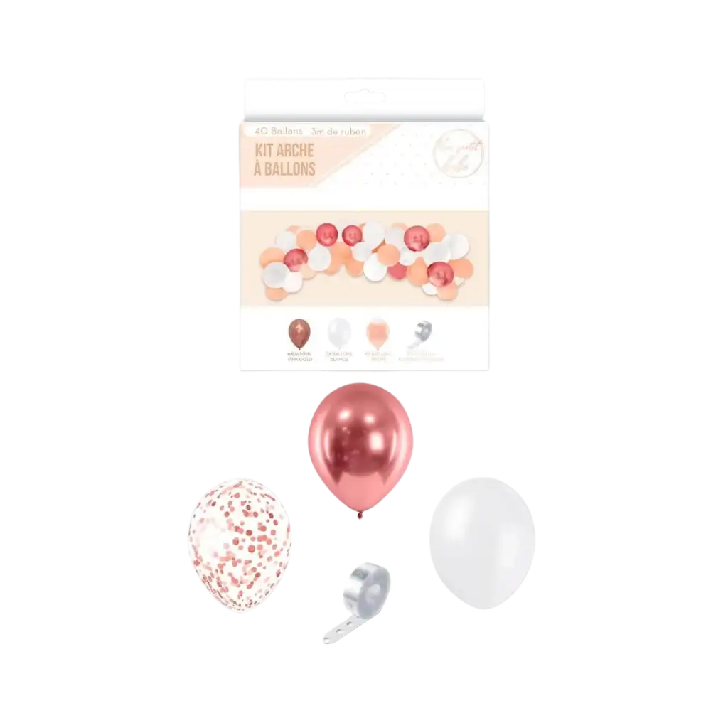 Kit 40 ballonnen voor babymeisjesboog - Wit/Roze/Goud