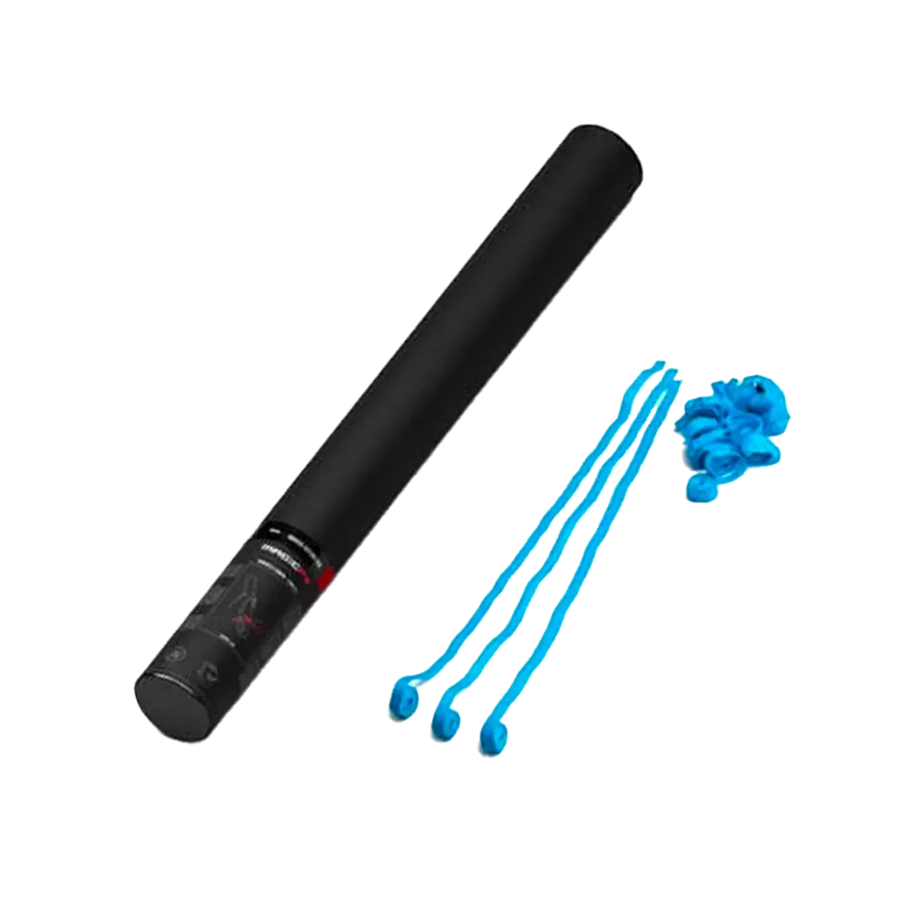 Handmatig confetti pistool - Blauwe spoel 50 cm - Magic FX
