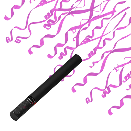 Handmatig confetti pistool - Roze spoel 50 cm - Magic FX