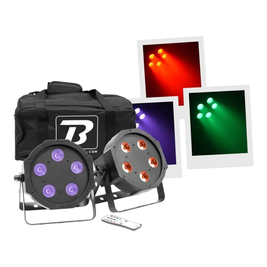 2 LED SPOTS - FLAT PAR 5X5W 4IN1 SET - BOOMTONE DJ