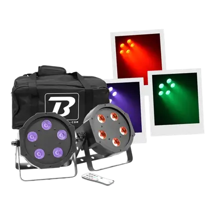 2 LED SPOTS - FLAT PAR 5X5W 4IN1 SET - BOOMTONE DJ