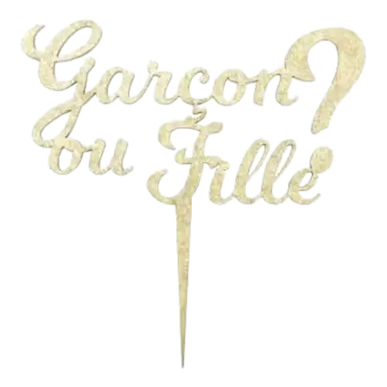 Gender reveal glitter cake pick